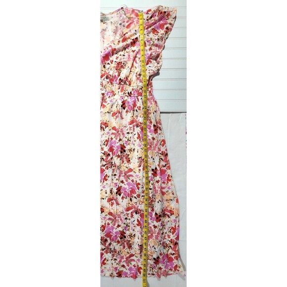 Frye & Co Pink & Red Floral Summer Dress Capped Sleeves Women's Size 2X Midi - Picture 13 of 14